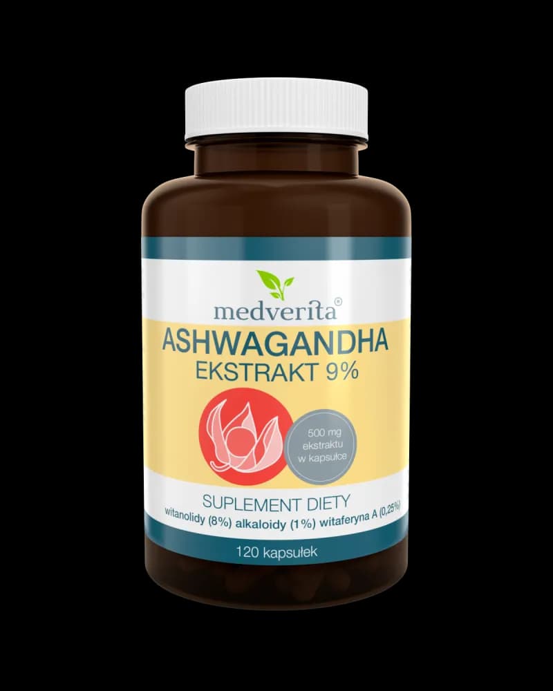 Medverita Ashwagandha 9% 120 kapsułek - zdjęcie 1