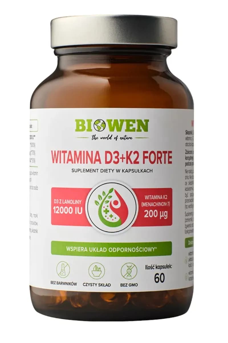 Biowen Witamina D3 + K2 Forte 12000 IU 60 kapsułek - zdjęcie 1