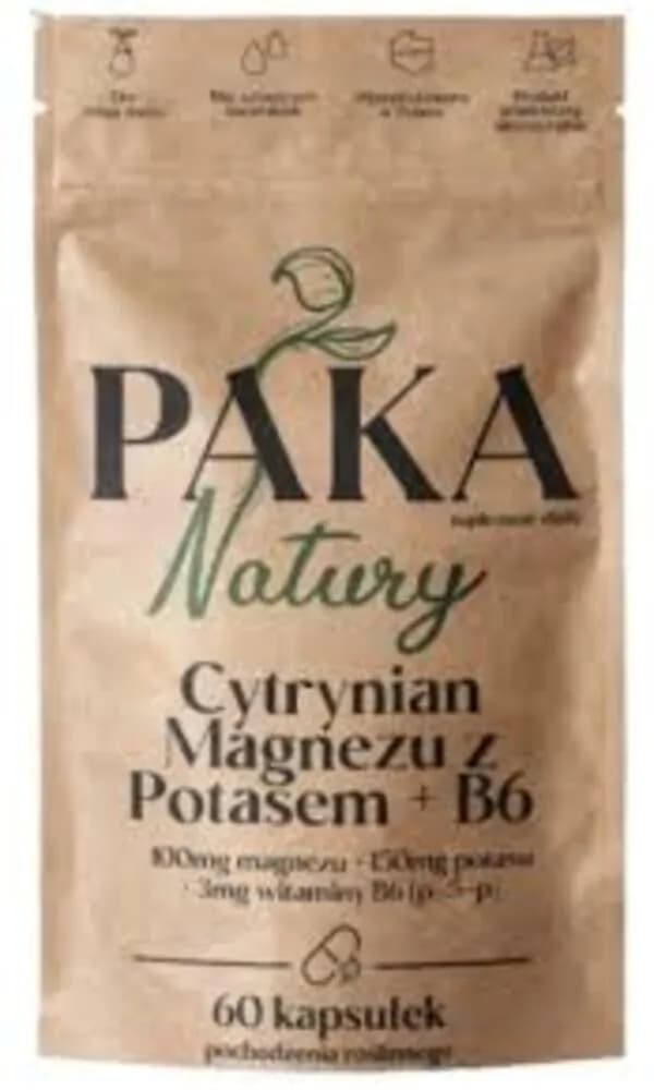 Paka Natury Cytrynian Magnezu z Potasem + Witaminą B6 P-5-P 60 kapsułek - zdjęcie 1