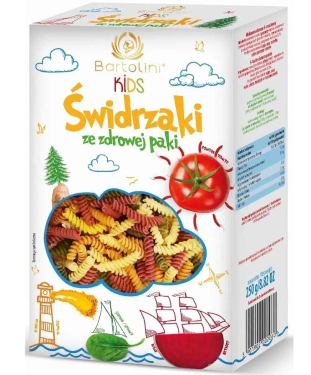 Bartolini Makaron Semolinowy Z Warzywami Dla Dzieci Świdrzaki 250 g - zdjęcie 1