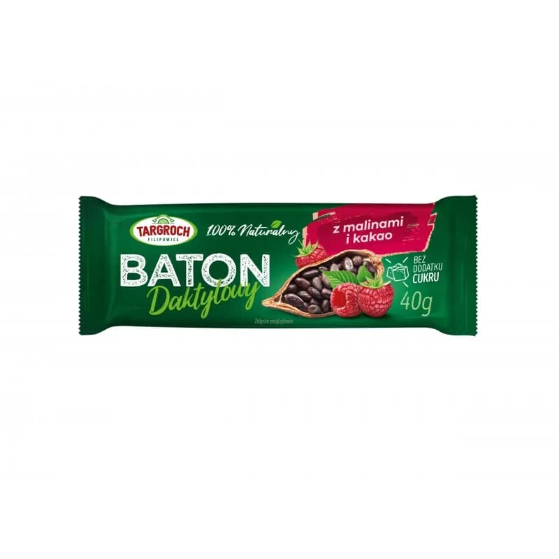 Targroch Baton daktylowy z malinami i kakao 40 g - zdjęcie 1
