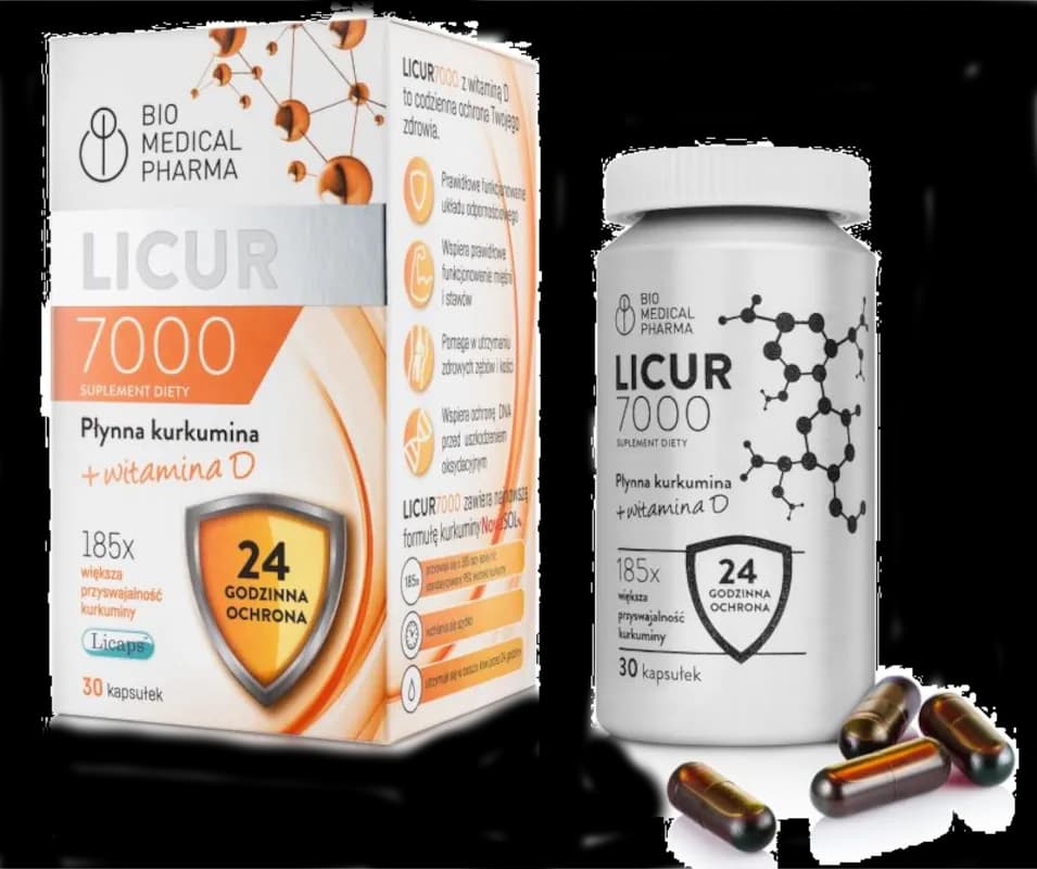 Bio Medical Pharma Licur 7000 płynna kurkumina z witaminą D3 30 kapsułek - zdjęcie 1