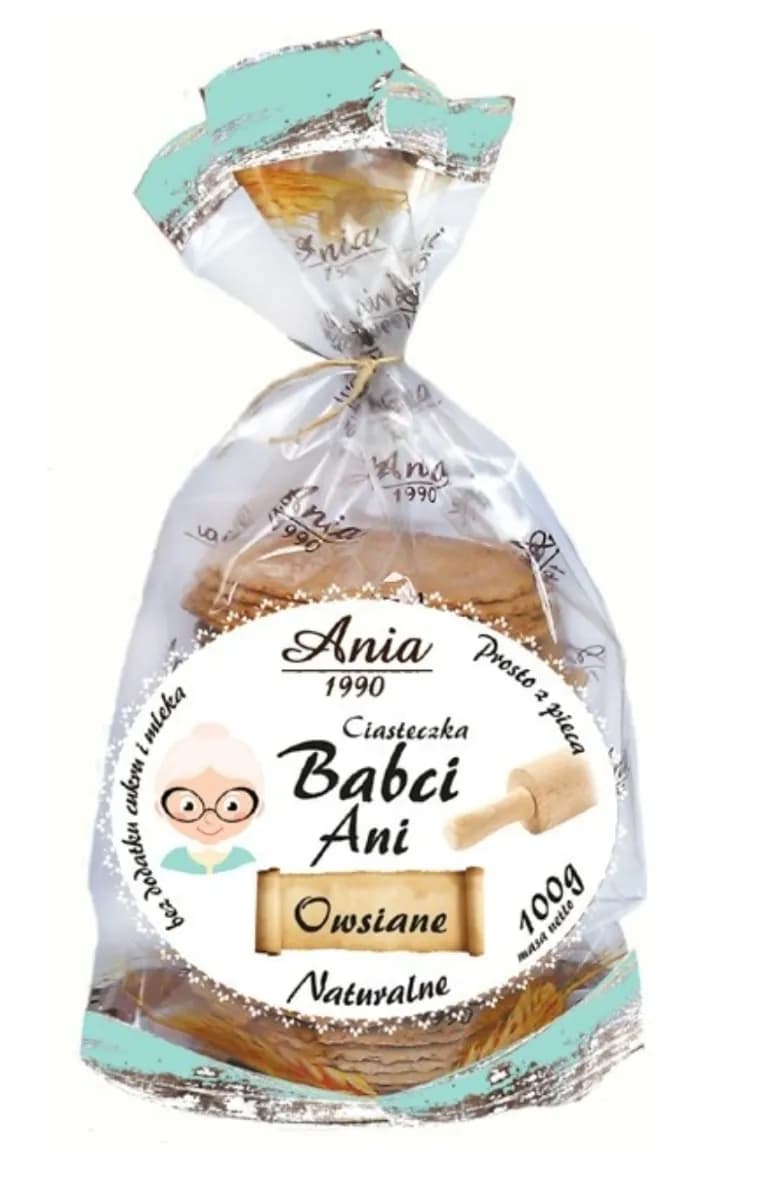 ANIA Ciasteczka babci Ani owsiane bez cukru 100 g - zdjęcie 1