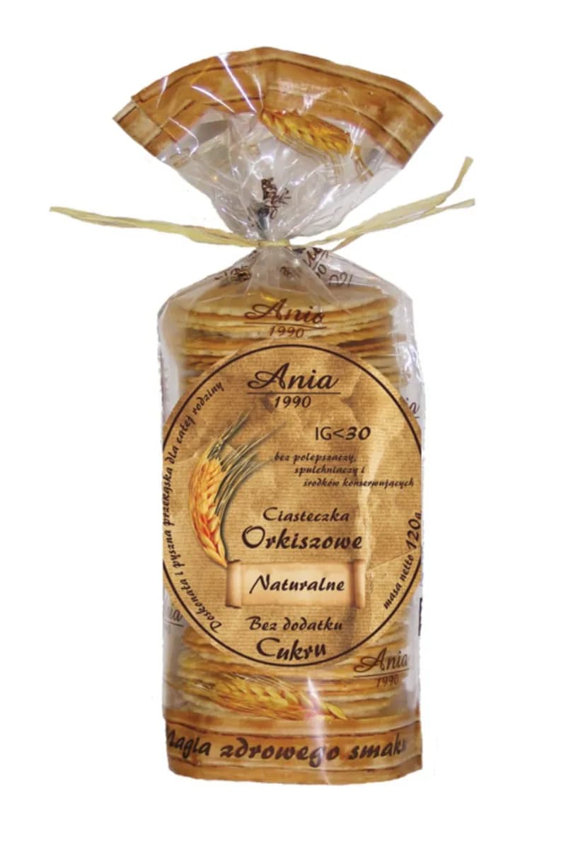 ANIA BIO Ciasteczka orkiszowe naturalne bez cukru BIO 120 g - zdjęcie 1