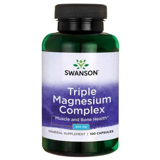 Swanson Triple Magnesium Complex (kompleks magnezu z trzech form) 400 mg 100 kapsułek - zdjęcie 1