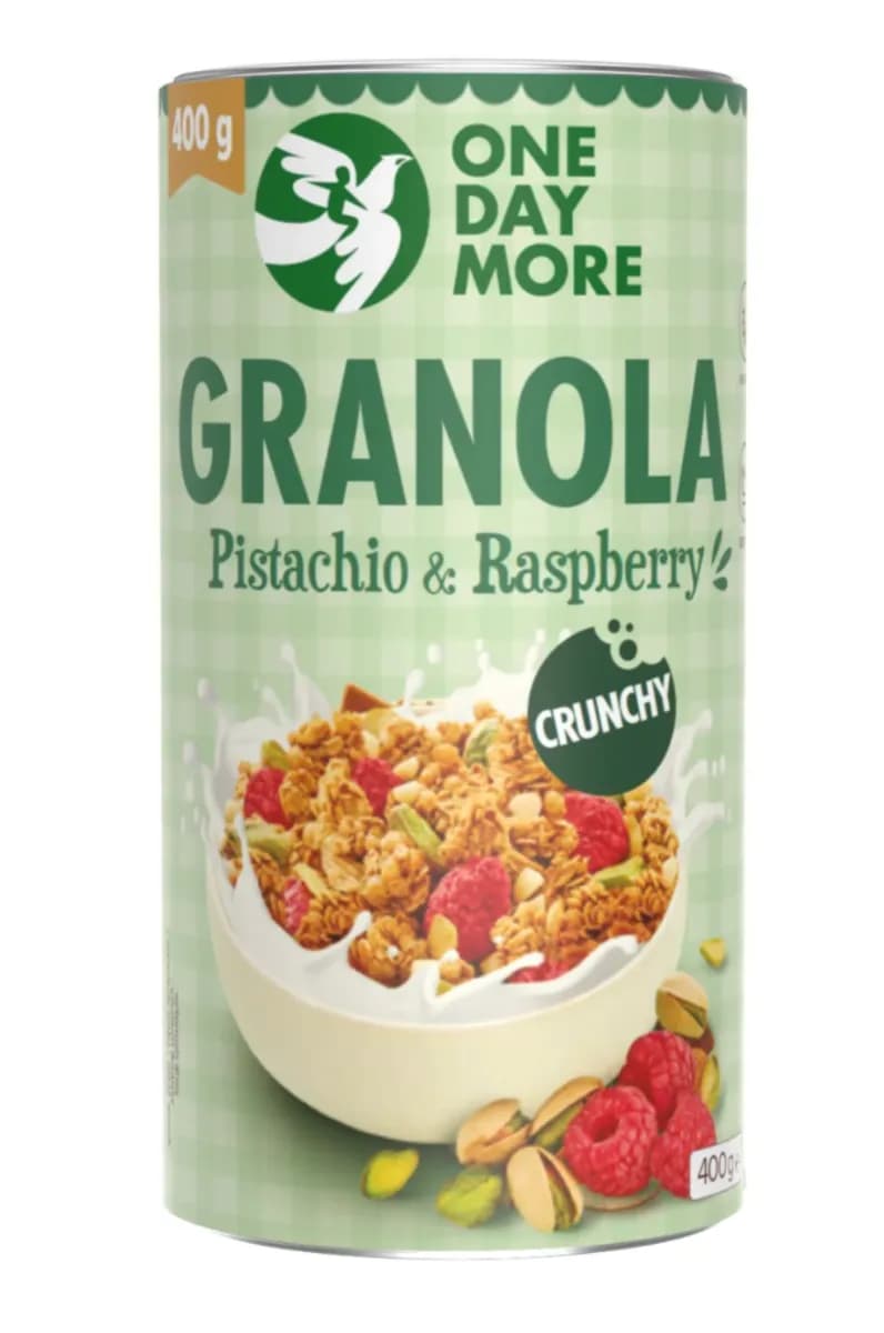 ONEDAYMORE Granola pistacjowa z malinami 400g - zdjęcie 1
