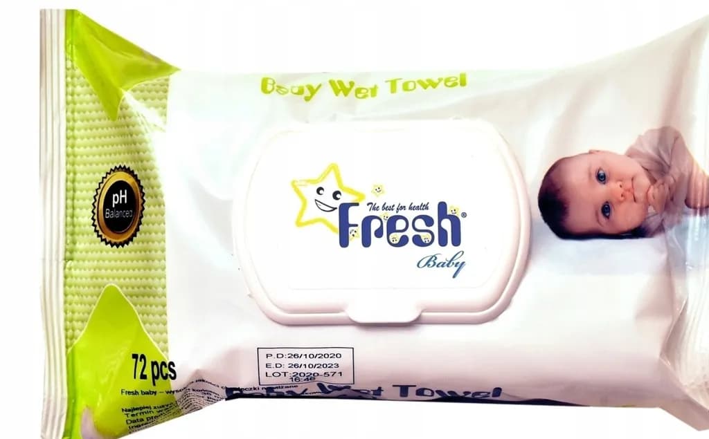 Fresh Baby Chusteczki nawilżane z klipsem zielone 72 sztuk - zdjęcie 1