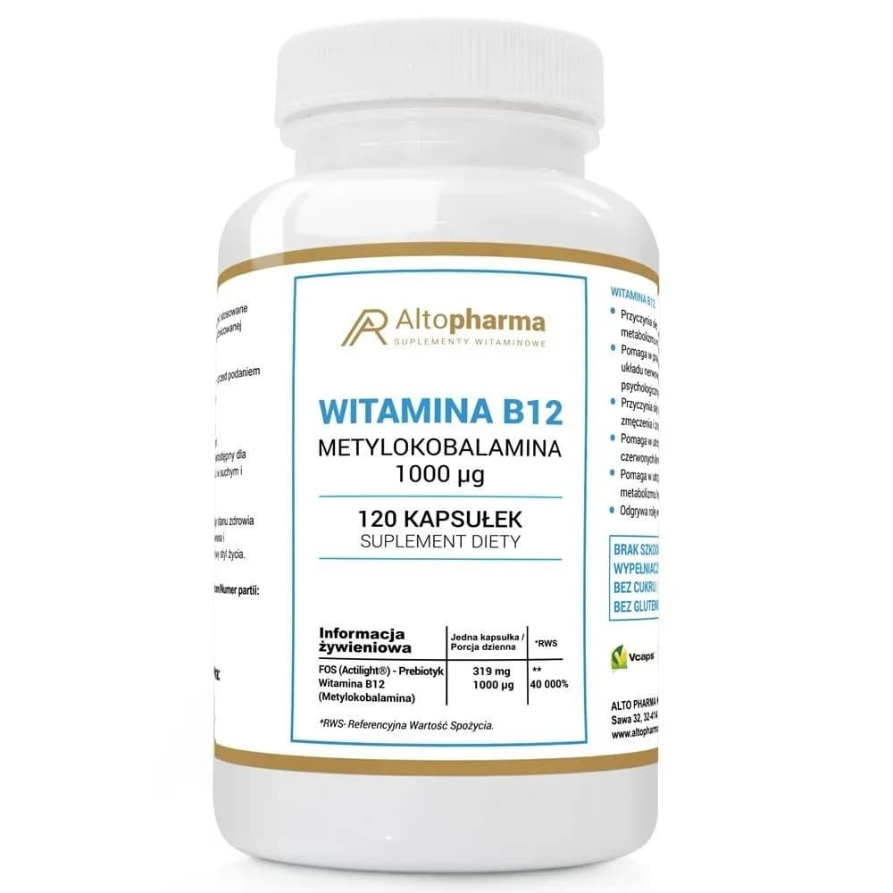 Altopharma Witamina B12 1000 µg Metylokobalamina ŻSPM 120 vege kapsułek - zdjęcie 1