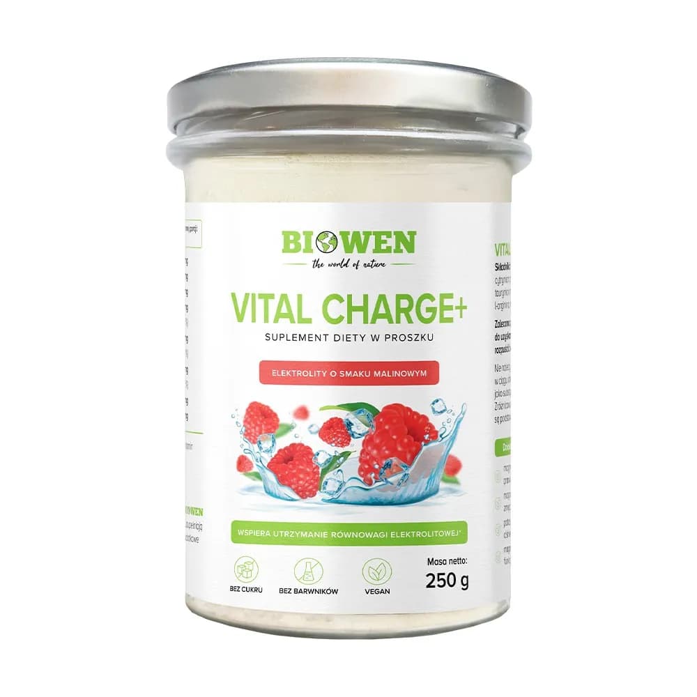 Biowen Elektrolity Vital Charge+ proszek 250 g smak malinowy - zdjęcie 1