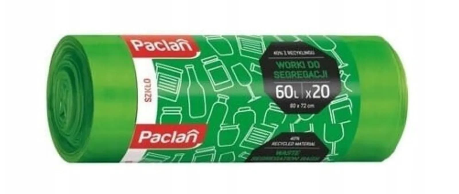Paclan Worki do segregacji szkło zielony 60L 20 sztuk - zdjęcie 1