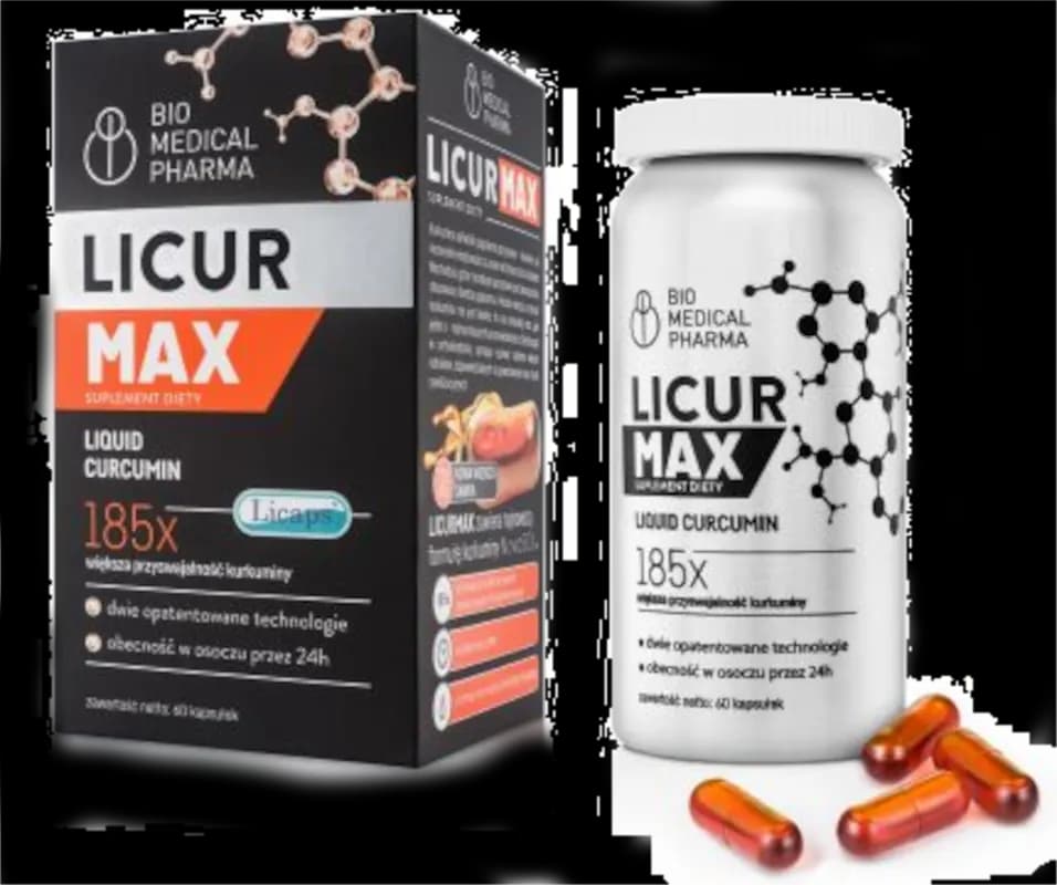 Bio Medical Pharma Licur MAX płynna kurkuma 60 kapsułek Licaps - zdjęcie 1