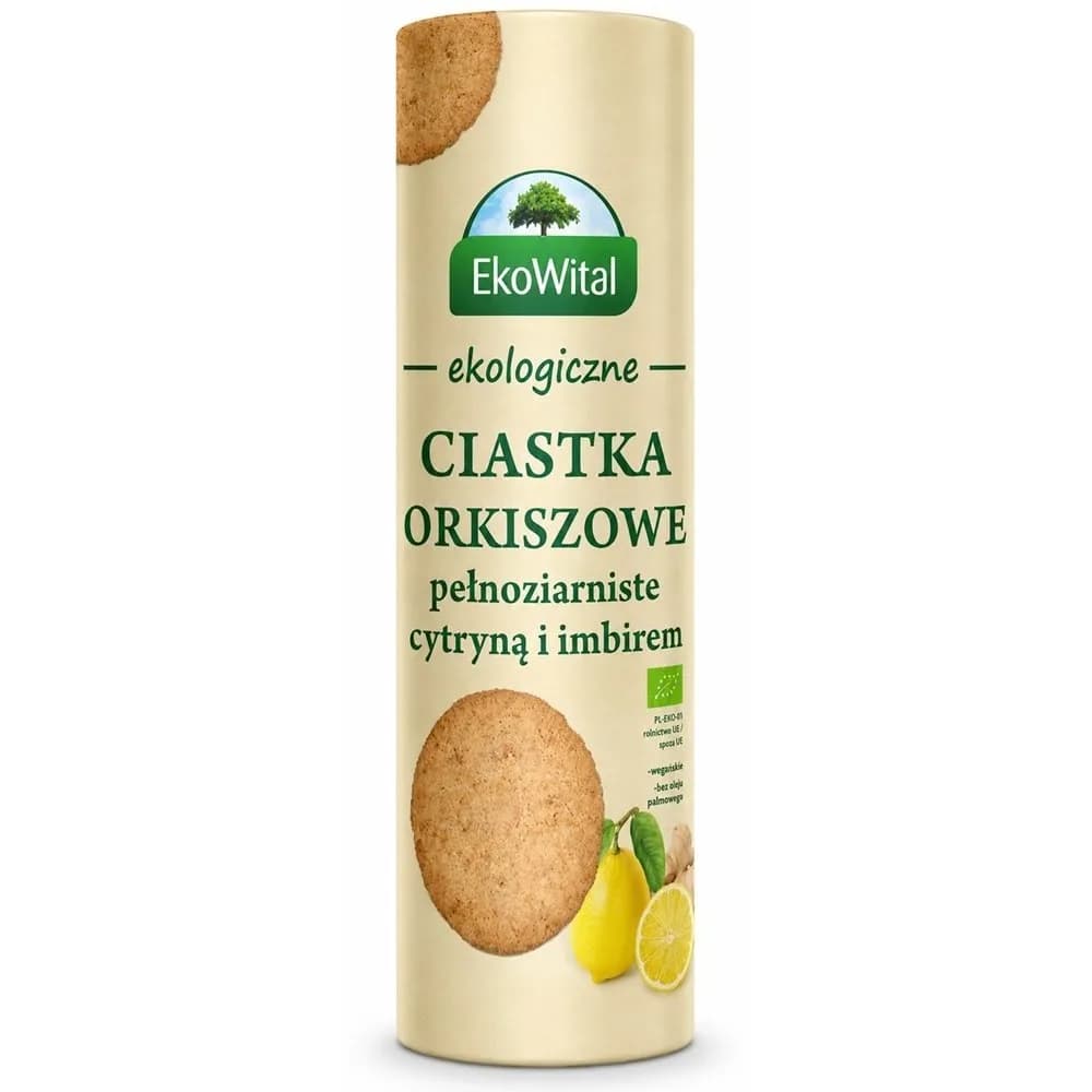 EKOWITAL Ciastka orkiszowe pełnoziarniste z cytryną i imbirem BIO 250 g - zdjęcie 1