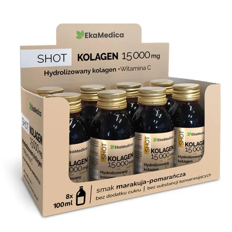 EkaMedica Shot Kolagen 15 000 mg z witaminą C 8 x 100 ml - zdjęcie 1