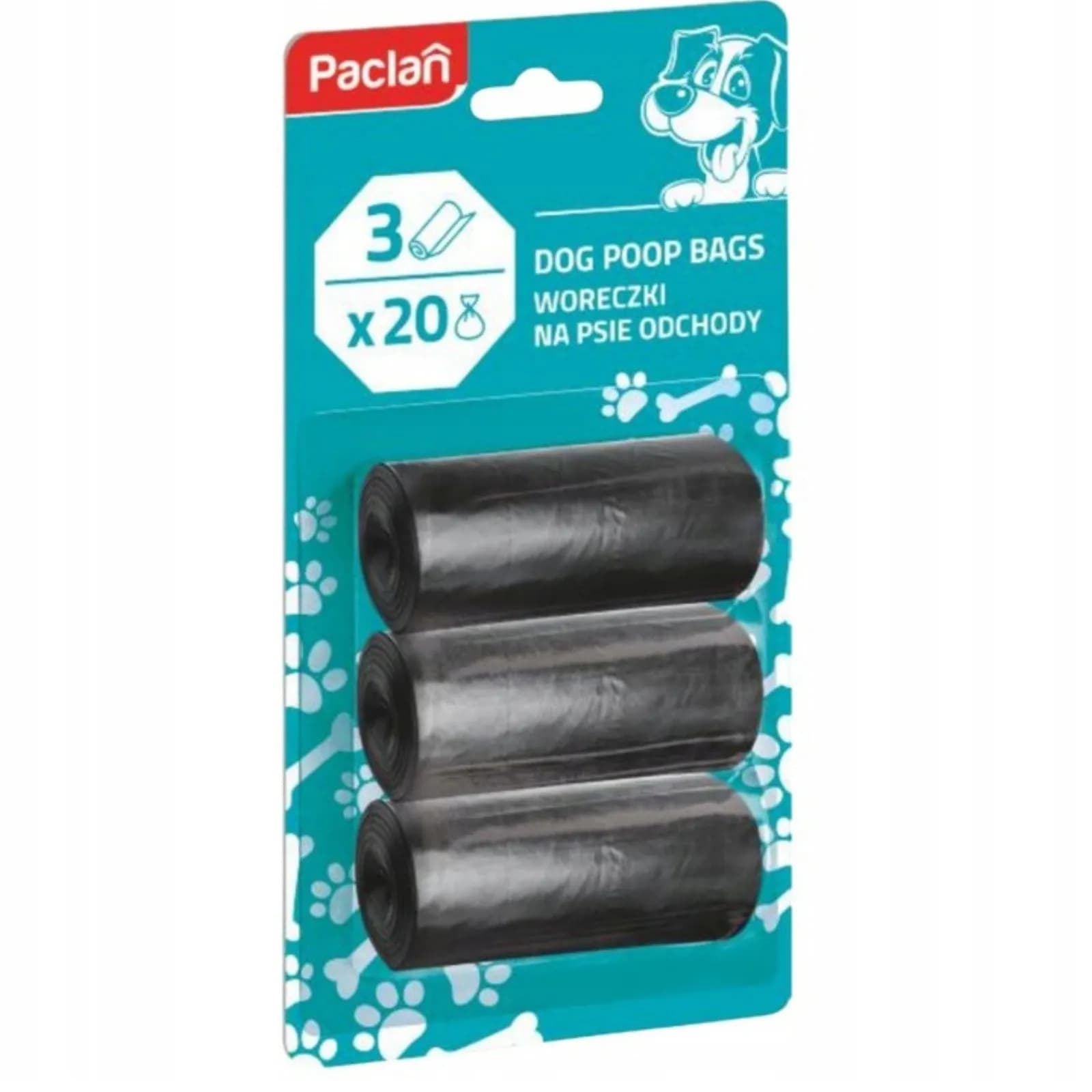 Paclan Woreczki na psie odchody 3 rolki po 20 sztuk - zdjęcie 1