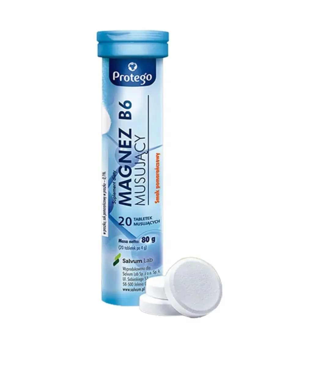 Protego Magnez B6 Musujący 20 tabletek musujących o smaku pomarańczowym - zdjęcie 1