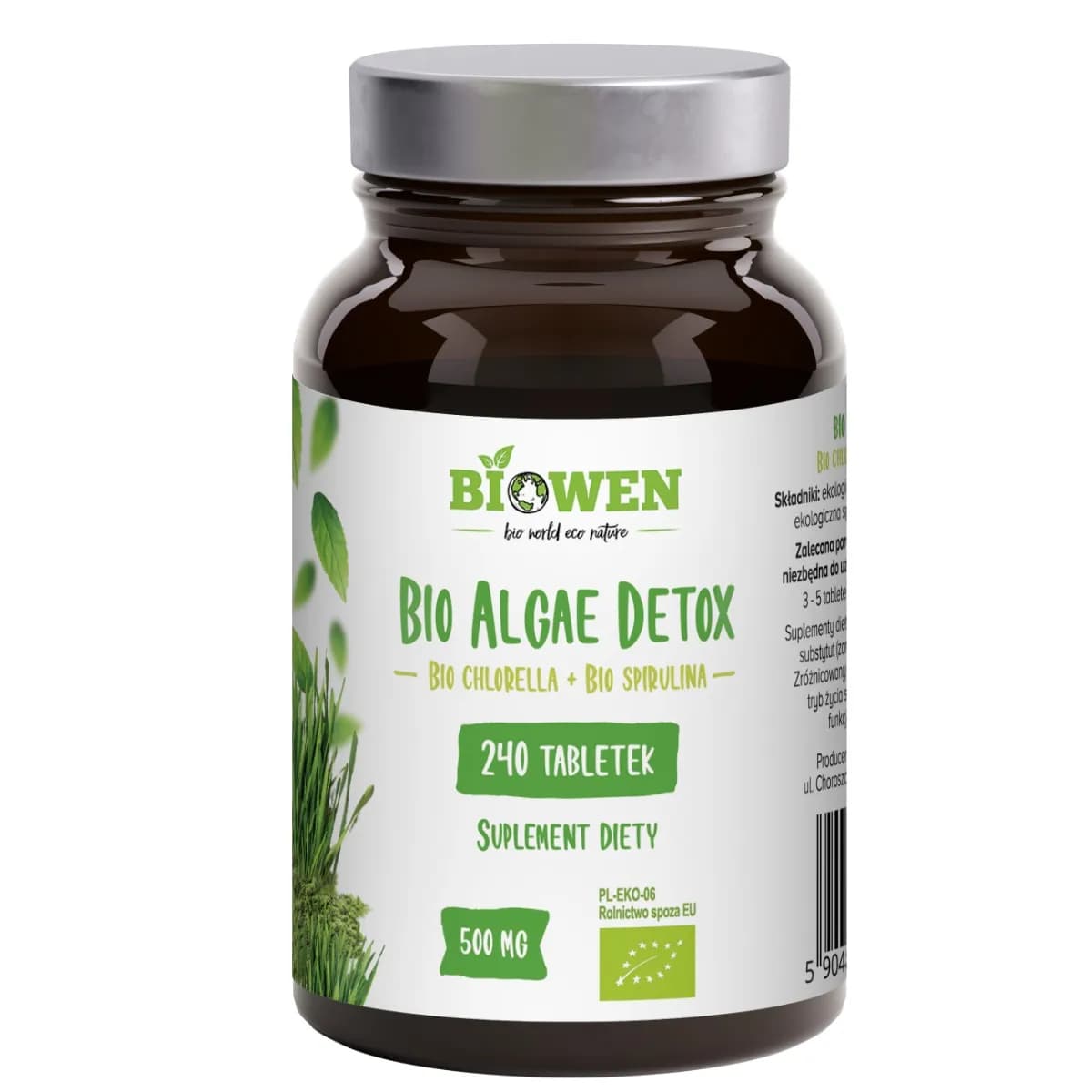 Biowen BIO Algae Detox chlorella spirulina 500 mg 240 tabletek - zdjęcie 1