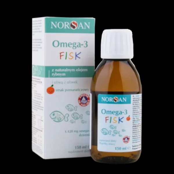 Norsan Omega-3 Fisk dla dzieci olej rybny 150 ml o smaku pomarańczowym - zdjęcie 1