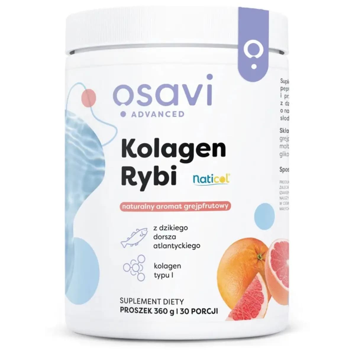 Osavi Kolagen Rybi NatiCol z Dzikiego Dorsza 360 g o smaku grejpfrutowym - zdjęcie 1