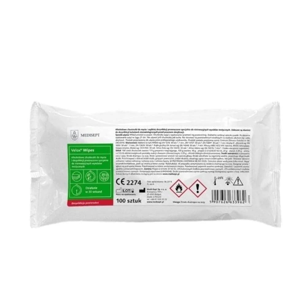 Medisept Velox Wipes chusteczki alkoholowe do dezynfekcji wkład 100 sztuk - zdjęcie 1