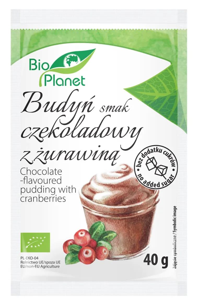 Bio Planet Budyń O Smaku Czekoladowym Z Żurawiną BIO 40 g - zdjęcie 1