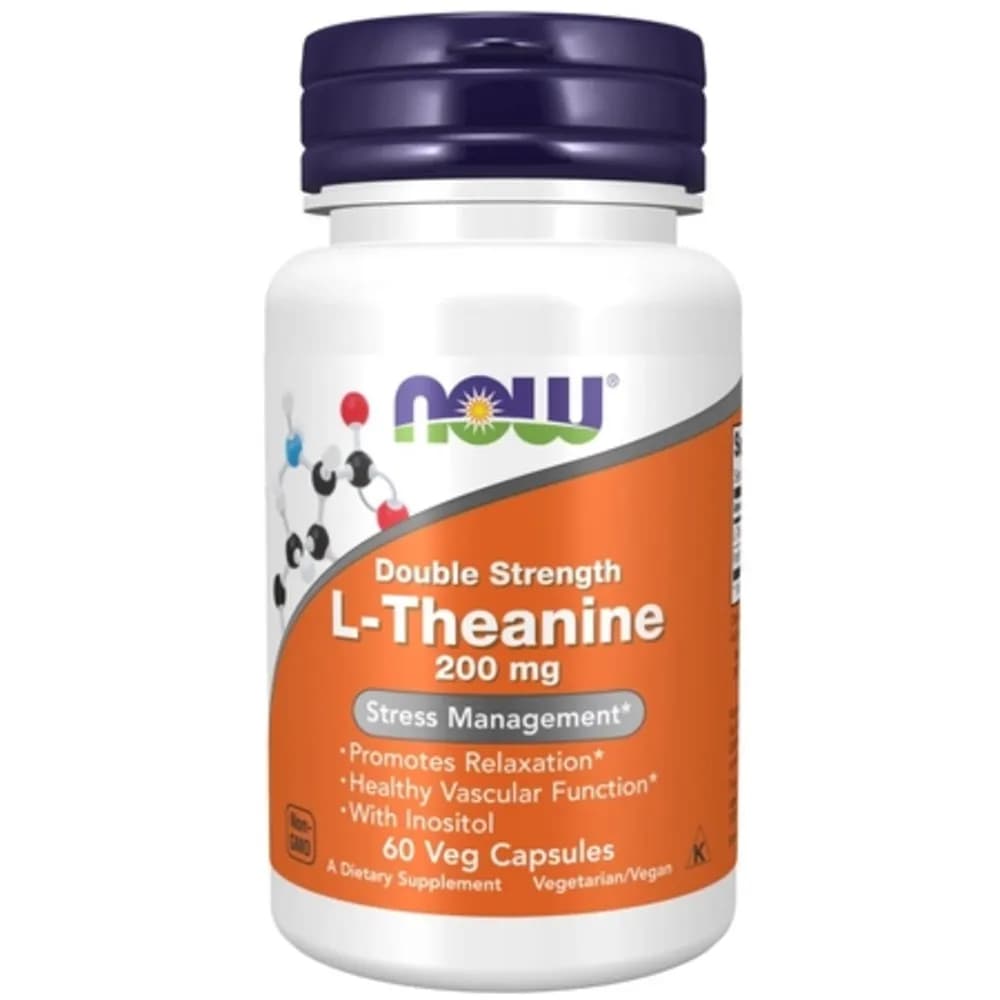 NOW Foods Double Strength L-Theanine 200 mg 60 vege kapsułek - zdjęcie 1