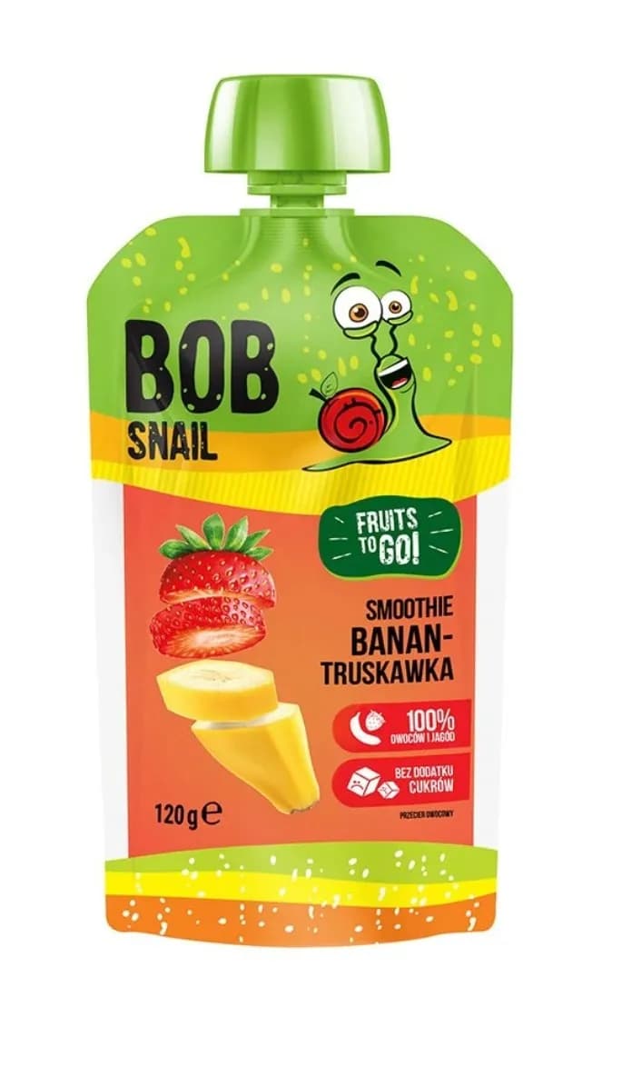 BOB SNAIL Smoothie bananowo-truskawkowe bez dodatku cukru 120 g - zdjęcie 1