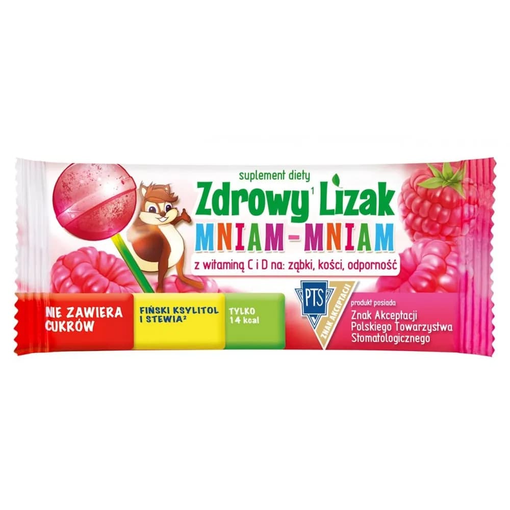 Mniam Mniam Starpharma Lizak Malinowy Z Witaminą D I C Bezglut. 6 g - zdjęcie 1