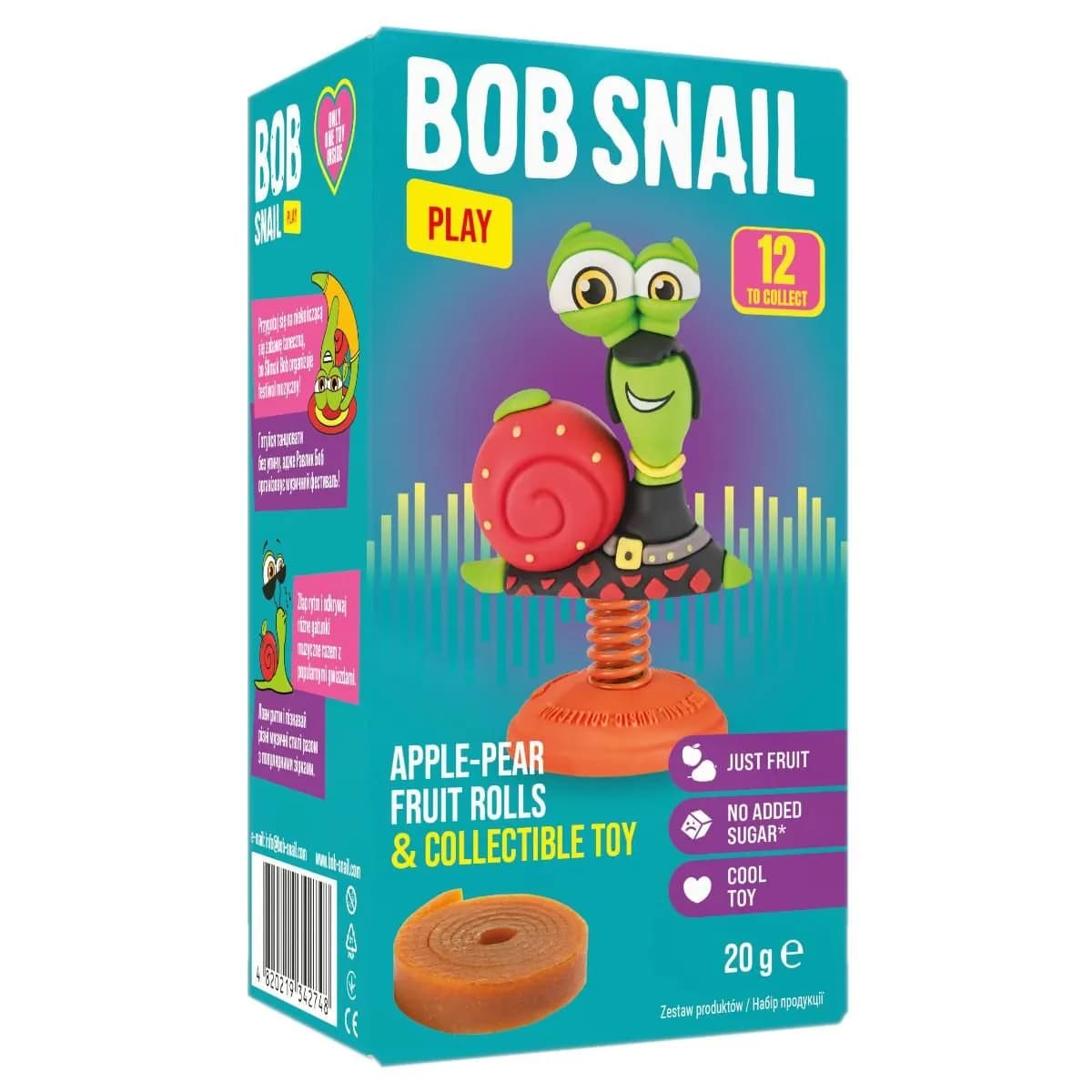 BOB SNAIL Przekąska jabłko gruszka z zabawką 20 g - zdjęcie 1