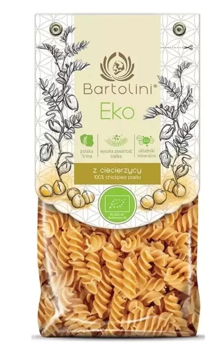 Bartolini Makaron Proteinowy Z Ciecierzycy Świderki BIO 250 g - zdjęcie 1