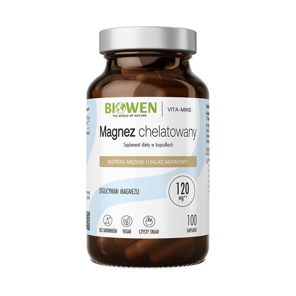 Biowen Magnez Chelatowany Diglicynian Magnezu 850 mg 100 kapsułek - zdjęcie 1