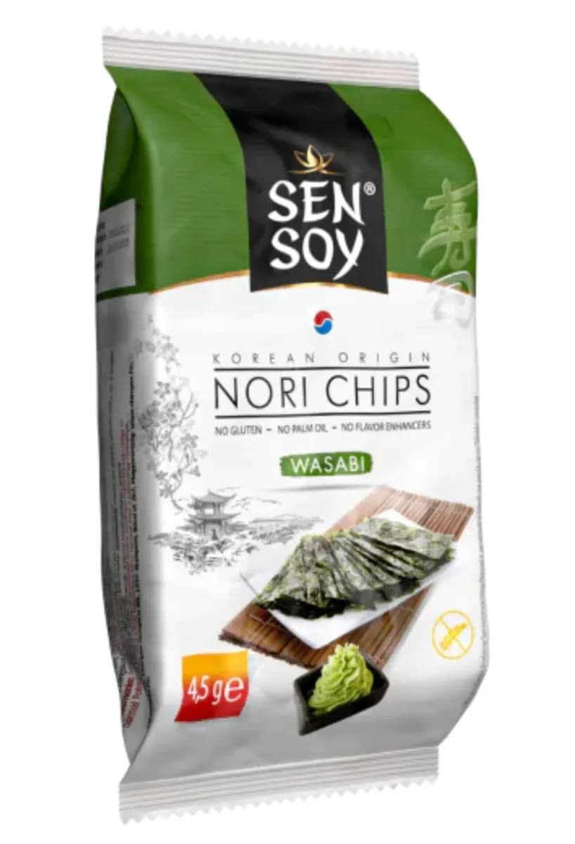 SEN SOY Chipsy Nori Wasabi Bezglutenowe 4,5 g - zdjęcie 1
