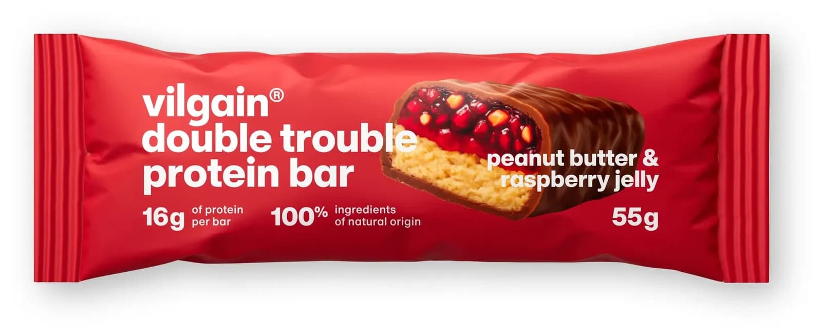 Vilgain Double Trouble Protein Bar pasta orzechowa dżem malinowy 55 g - zdjęcie 1