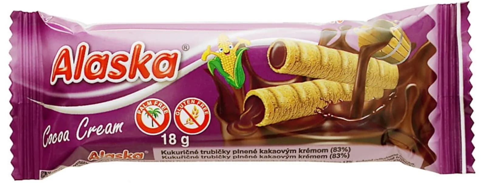 Alaska Rurki Kukurydziane Z Kremem Kakaowym Bezglutenowe 18 g - zdjęcie 1
