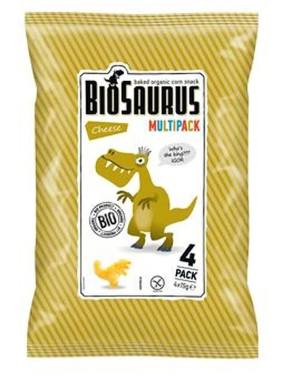 BIOSAURUS Chrupki kukurydziane Dinozaury o smaku serowym BEZGL. BIO 4x15 g - zdjęcie 1