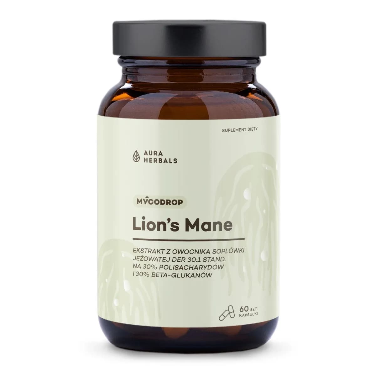 Aura Herbals MYCODROP Lion's Mane 30:1 30% beta-glukan 60 kapsułek - zdjęcie 1