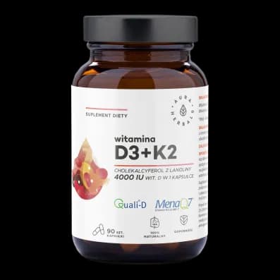 Aura Herbals Witamina D3 4000 IU + K2 90 kapsułek - zdjęcie 1