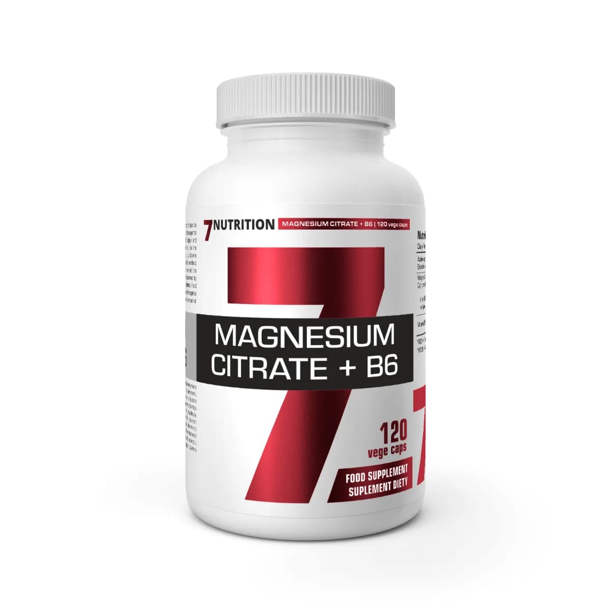 7Nutrition Magnesium Citrate cytrynian magnezu + B6 120 vege kapsułek - zdjęcie 1
