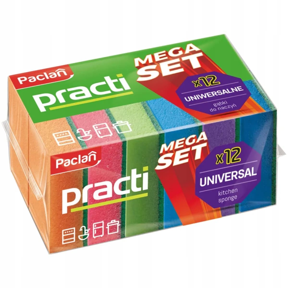 Paclan Mega Set Practi Gąbki do naczyń 12 sztuk - zdjęcie 1
