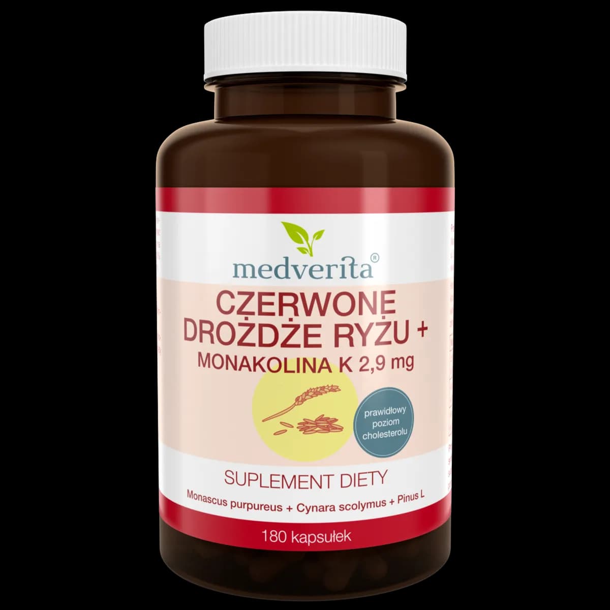 Medverita Czerwone drożdże ryżu+ 180 kapsułek - zdjęcie 1