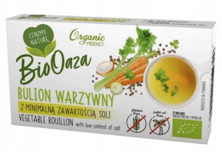 BioOaza Bulion Kostki Warzywne Niska Zawartość Soli Bezglutenowe BIO 60 g - zdjęcie 1