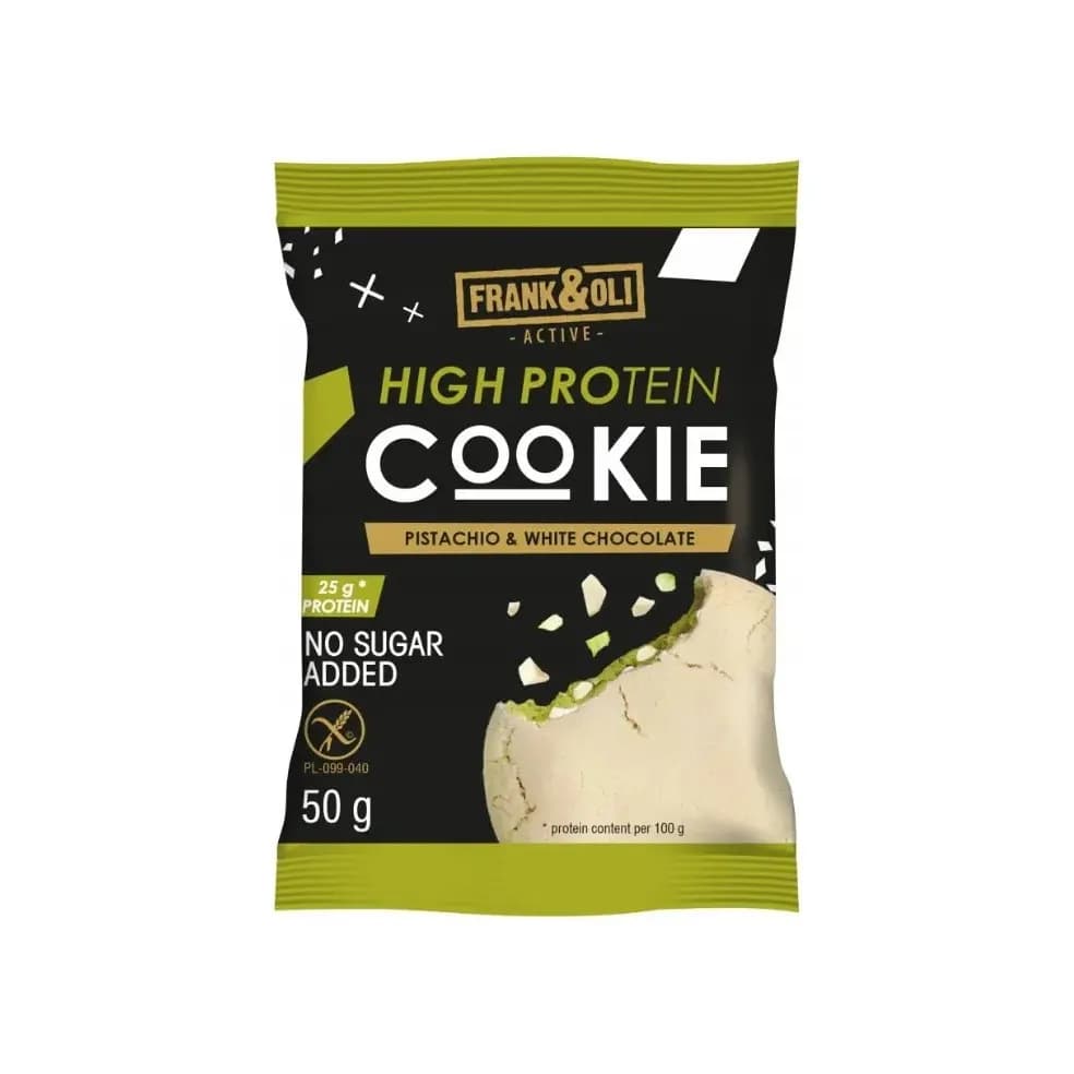 Frank&Oli High Protein Cookie Pistacja z Białą Czekoladą 50 g - zdjęcie 1