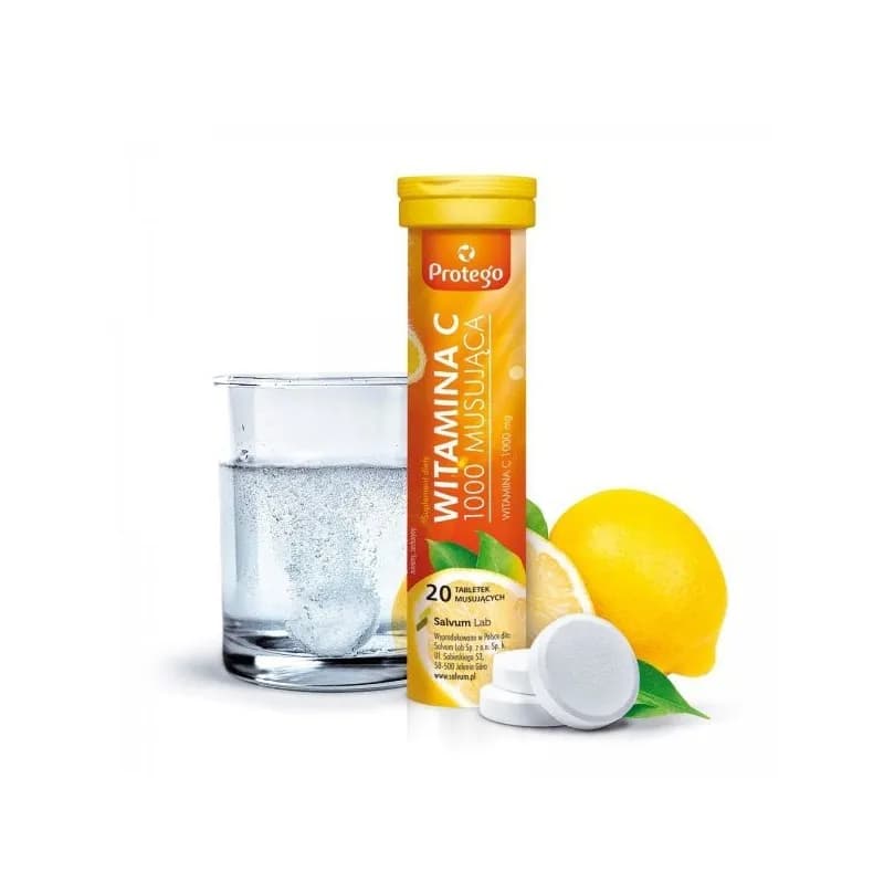 Protego Witamina C 1000 Musująca 20 tabletek musujących o smaku cytrynowym - zdjęcie 1