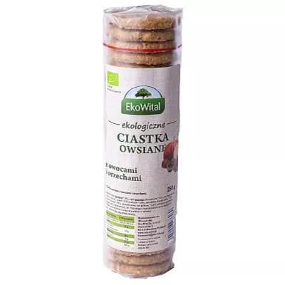 EKOWITAL Ciastka owsiane z owocami i orzechami BIO 250 g - zdjęcie 1