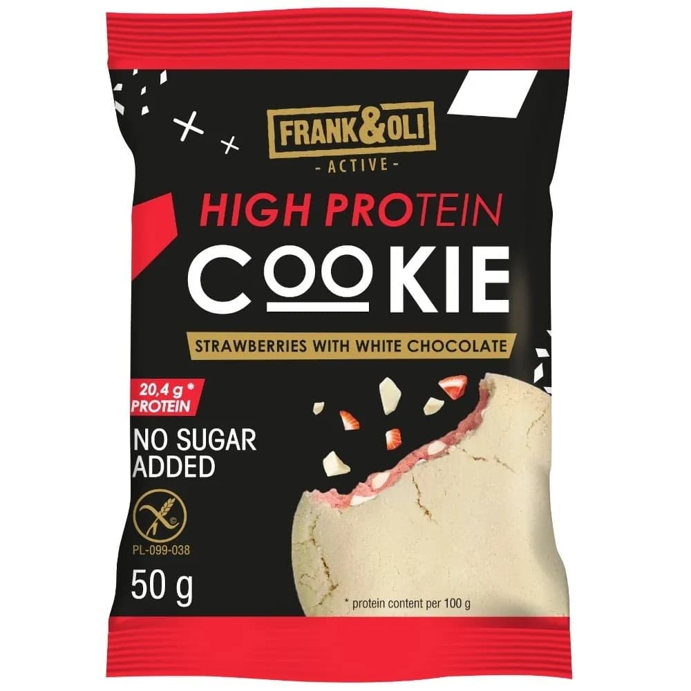 Frank&Oli High Protein Cookie Truskawka z Białą Czekoladą 50 g - zdjęcie 1