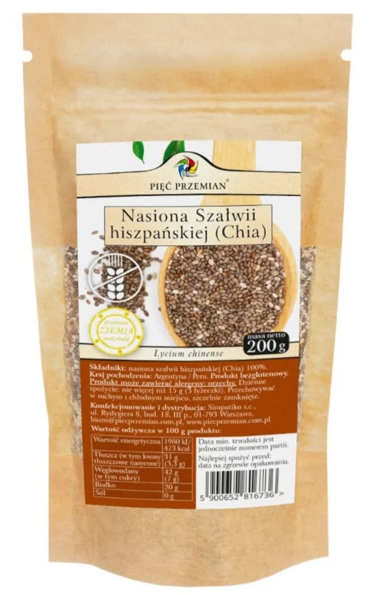 Pięć Przemian Chia nasiona szałwii hiszpańskiej 200 g - zdjęcie 1