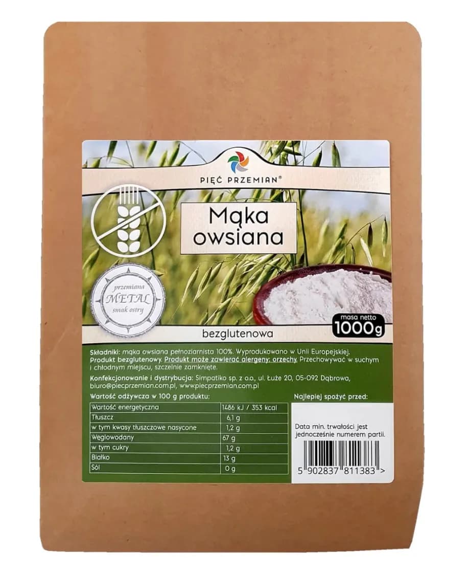 Pięć Przemian Mąka owsiana bezglutenowa 1000 g - zdjęcie 1