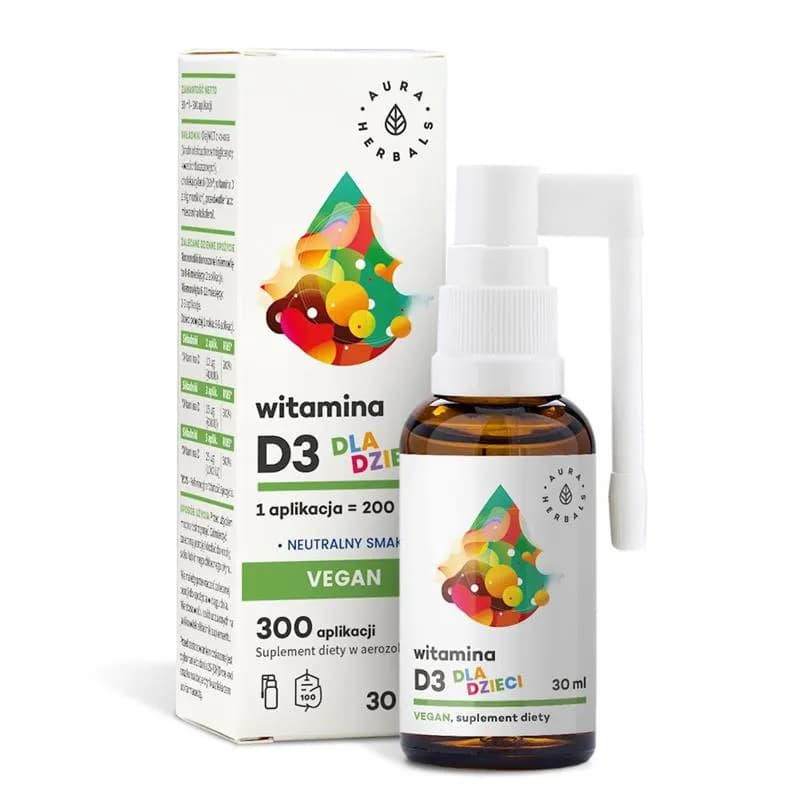 Aura Herbals Witamina D3 Vegan dla dzieci 30ml - zdjęcie 1