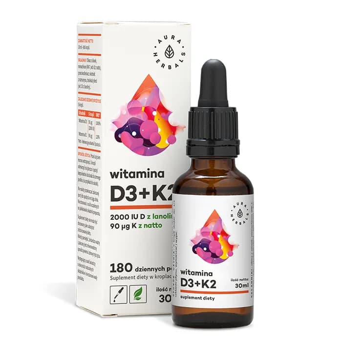 Aura Herbals Witamina D3 2000IU + K2mk7 30 ml w kroplach - zdjęcie 1