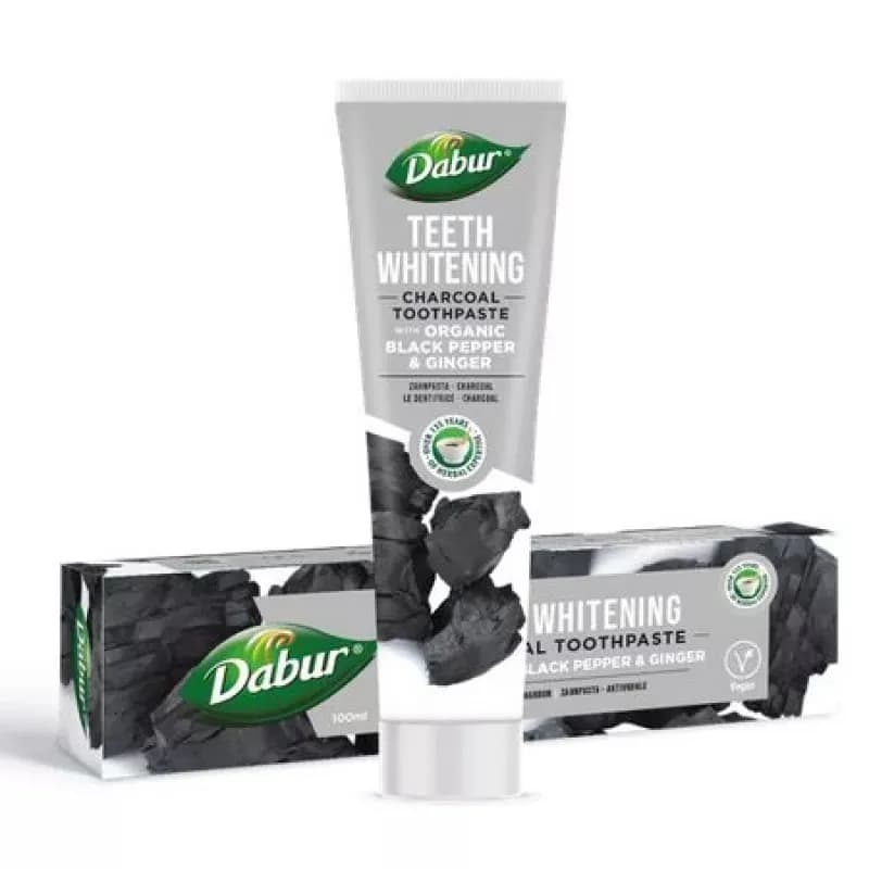 Dabur Pasta Do Zębów Wybielająca Węglowa Pieprz Imbir Bez Fluoru 100 ml - zdjęcie 1