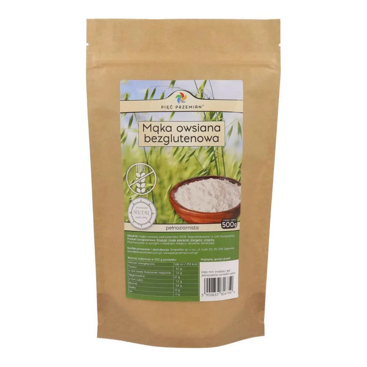 Pięć Przemian Mąka owsiana bezglutenowa 500 g - zdjęcie 1